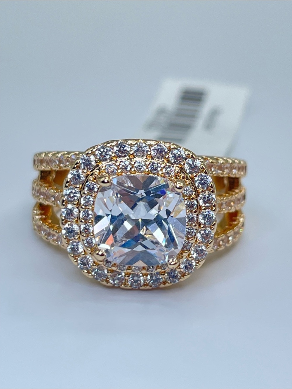 Swarovski Crystal Elements White Crystal Halo Statement Bold Ring Sz 7